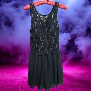 Speechless Black Lace Sequin Semi Formal Dress Size 7